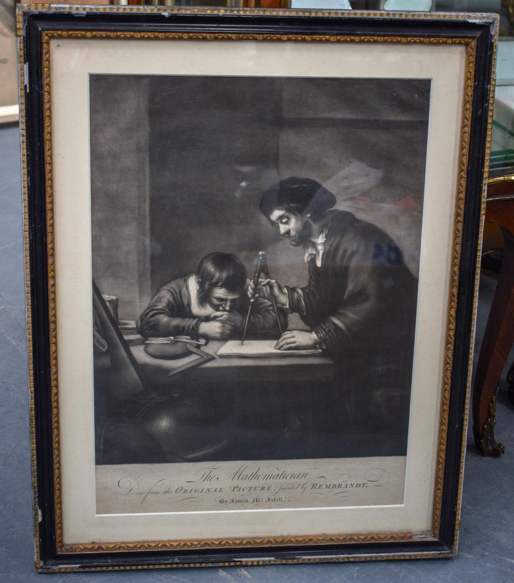 James McArdell comparable auction result: james mcardell irish 1728 1765 framed mezzotint engraving after rembrandt the mathematician 49 cm x 35 cm