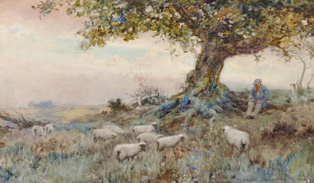 oswald garside 1879 1942 british landscape with shepherd and flock watercolour signed 12 5 x 21 5 · John Nicholson's Fine Art Auctioneers & Valuers · 2018-07-25 Oswald Garside comparable auction result: oswald garside 1879 1942 british landscape with shepherd and flock watercolour signed 12 5 x 21 5