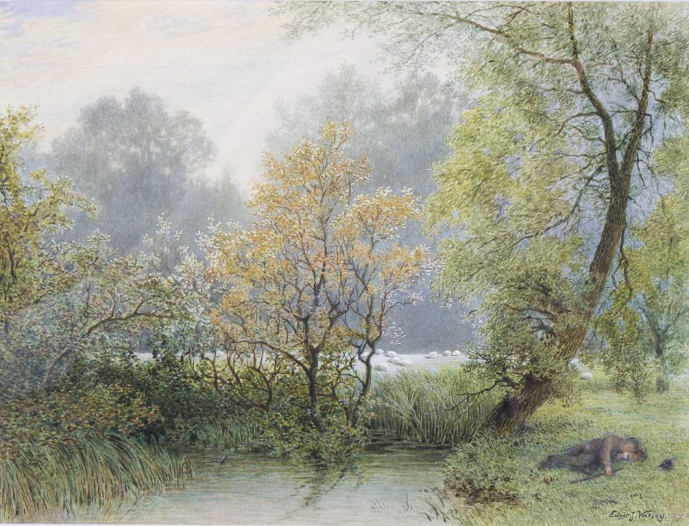 edgar john varley british 1839 1889 thames meadows between putney and hammersmith signed and dated verso mar 85 watercolour 14 5cm x 19cm · Chorley's · 2018-07-24 Edgar John Varley comparable auction result: edgar john varley british 1839 1889 thames meadows between putney and hammersmith signed and dated verso mar 85 watercolour 14 5cm x 19cm