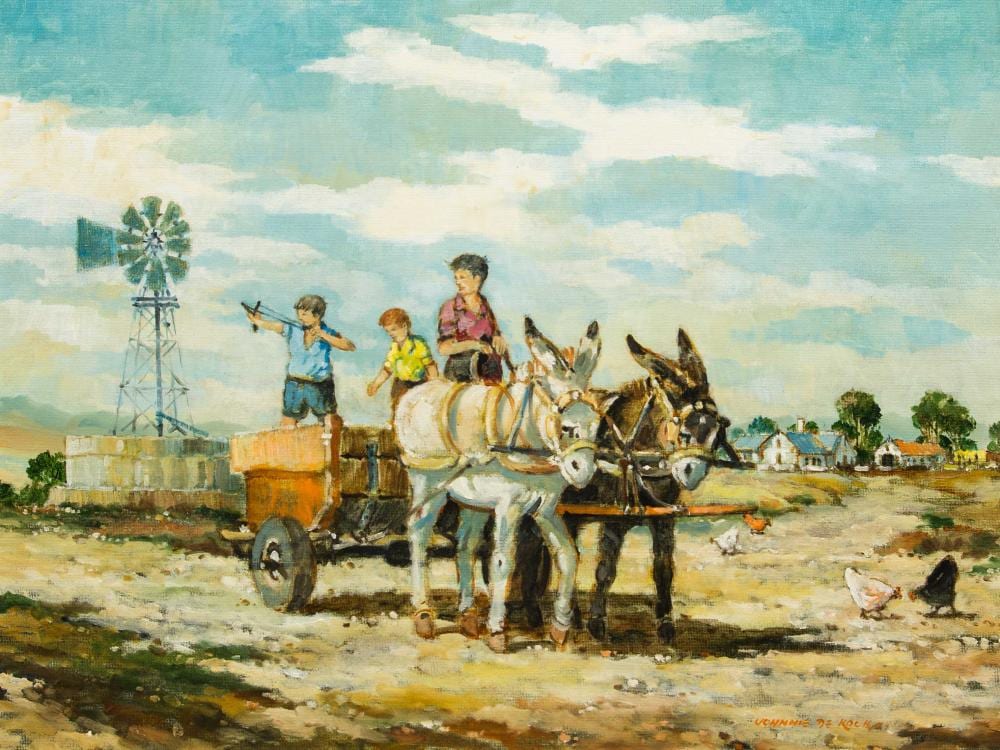 johnnie de kock sa born 1937 oil donkey cart signed 44 x 60 · 5th Avenue Auctioneers · 2018-07-29 Johnnie de Kock comparable auction result: johnnie de kock sa born 1937 oil donkey cart signed 44 x 60