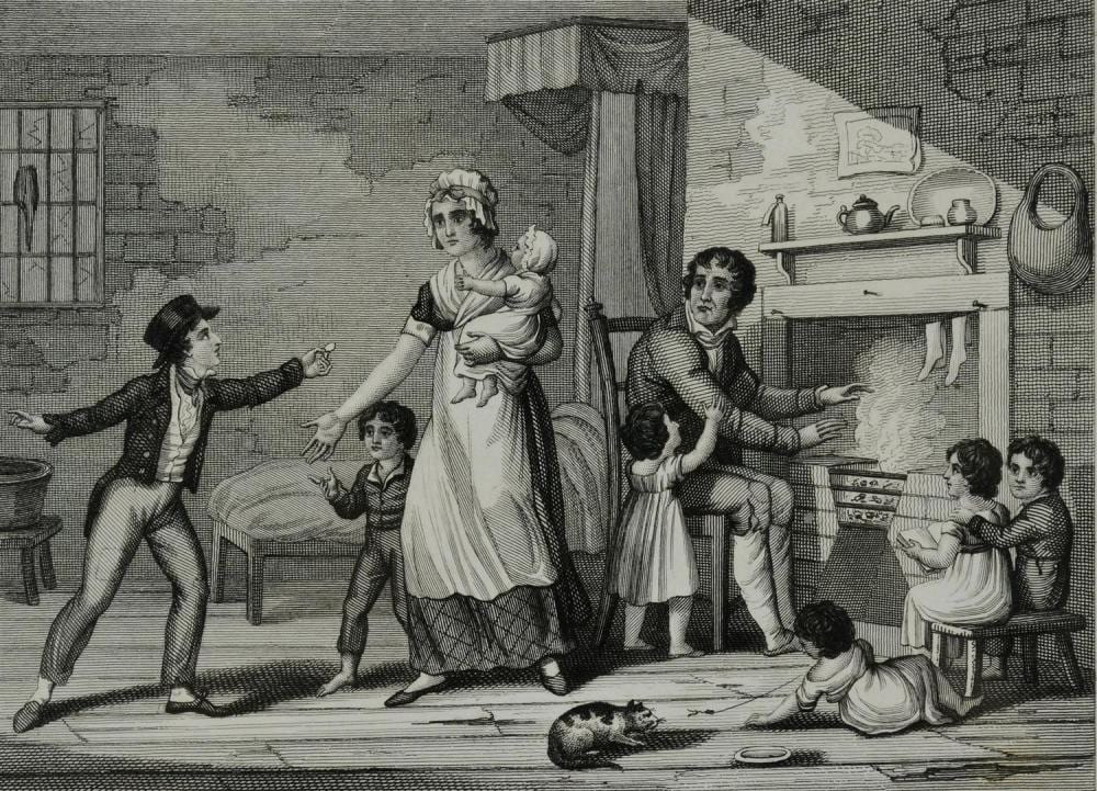 Isaac Cruikshank comparable auction result: isaac cruikshank scottish 1756 1811 engraving of a poor family at home 5 1 2 x 7 1 2 sight framed size 12 x 15 very good