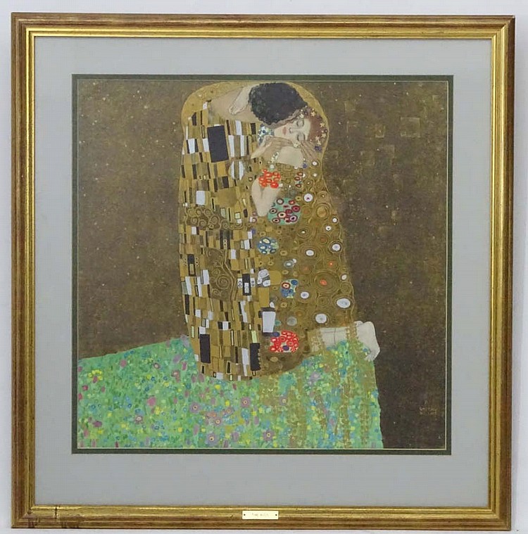 After Gustav Klimt ( 1862-1918 ), Coloured Print, ' The Kiss ', Bears facsi sold by Claydon Auctioneers, lot 678 — auction record photograph