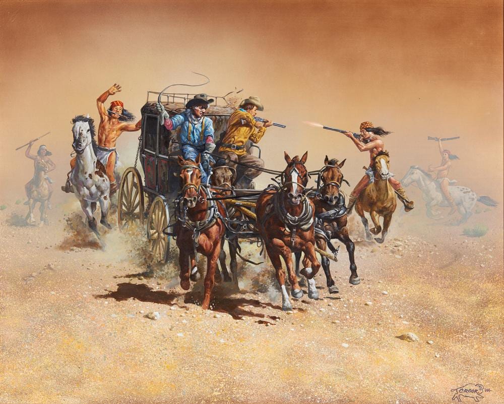Don Crook comparable auction result: don crook indian attack on stagecoach