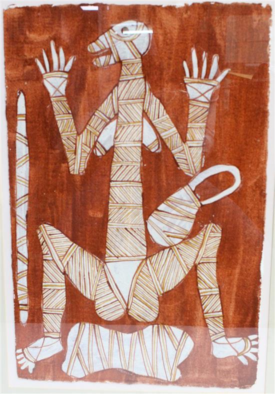Peter Nabarlambarl comparable auction result: peter nabarlambarl 1930 2001 namarrkon earth pigments on paper in frame