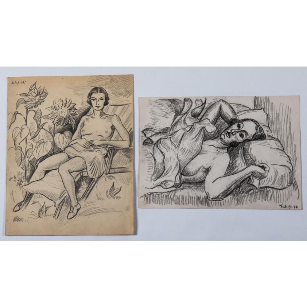 Fred Gardner comparable auction result: fred gardner 1880 1952 two nude female sketches pencil drawings