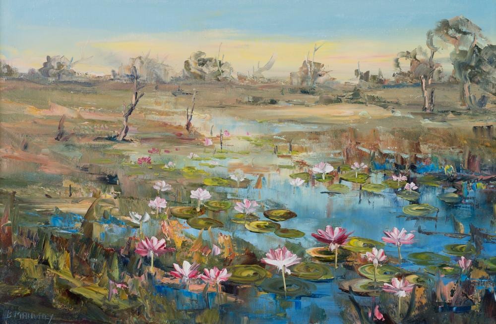Betty Mahoney comparable auction result: betty mahoney waterlillies oil on canvas on board
