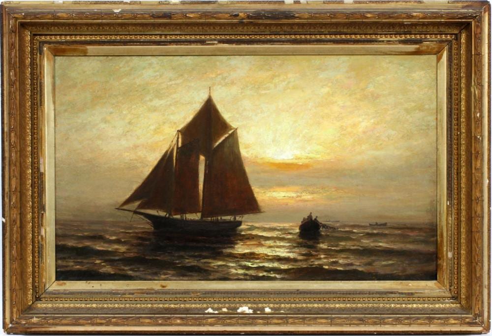 Otis Weber comparable auction result: otis weber oil on canvas sailing ship