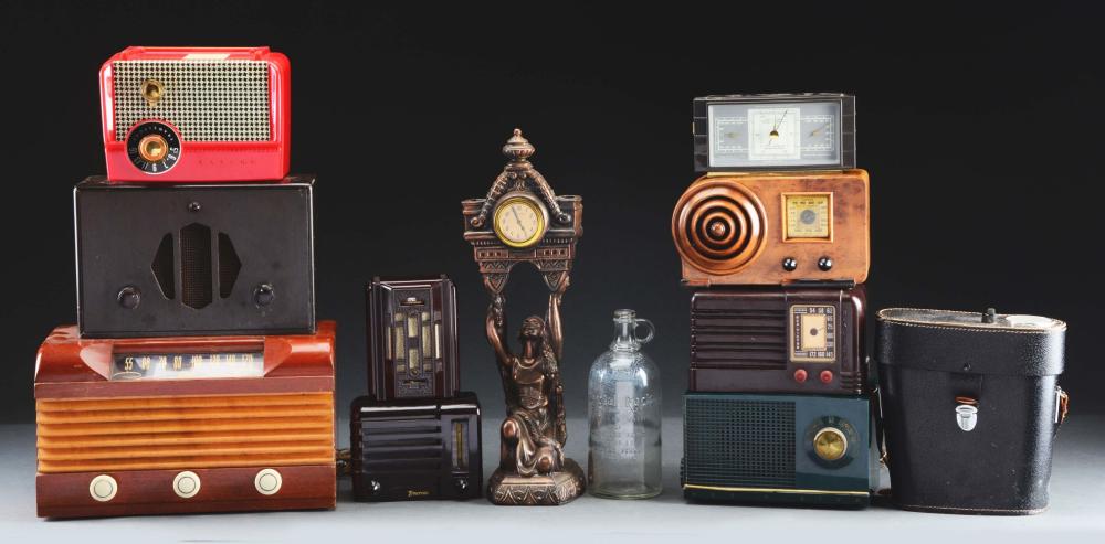 Lot Of 12: Kadette Jr 22TRF, Western Electric Model 100F, Emerson AX 212 and Others. sold by Morphy Auctions, lot 1001 — auction record photograph