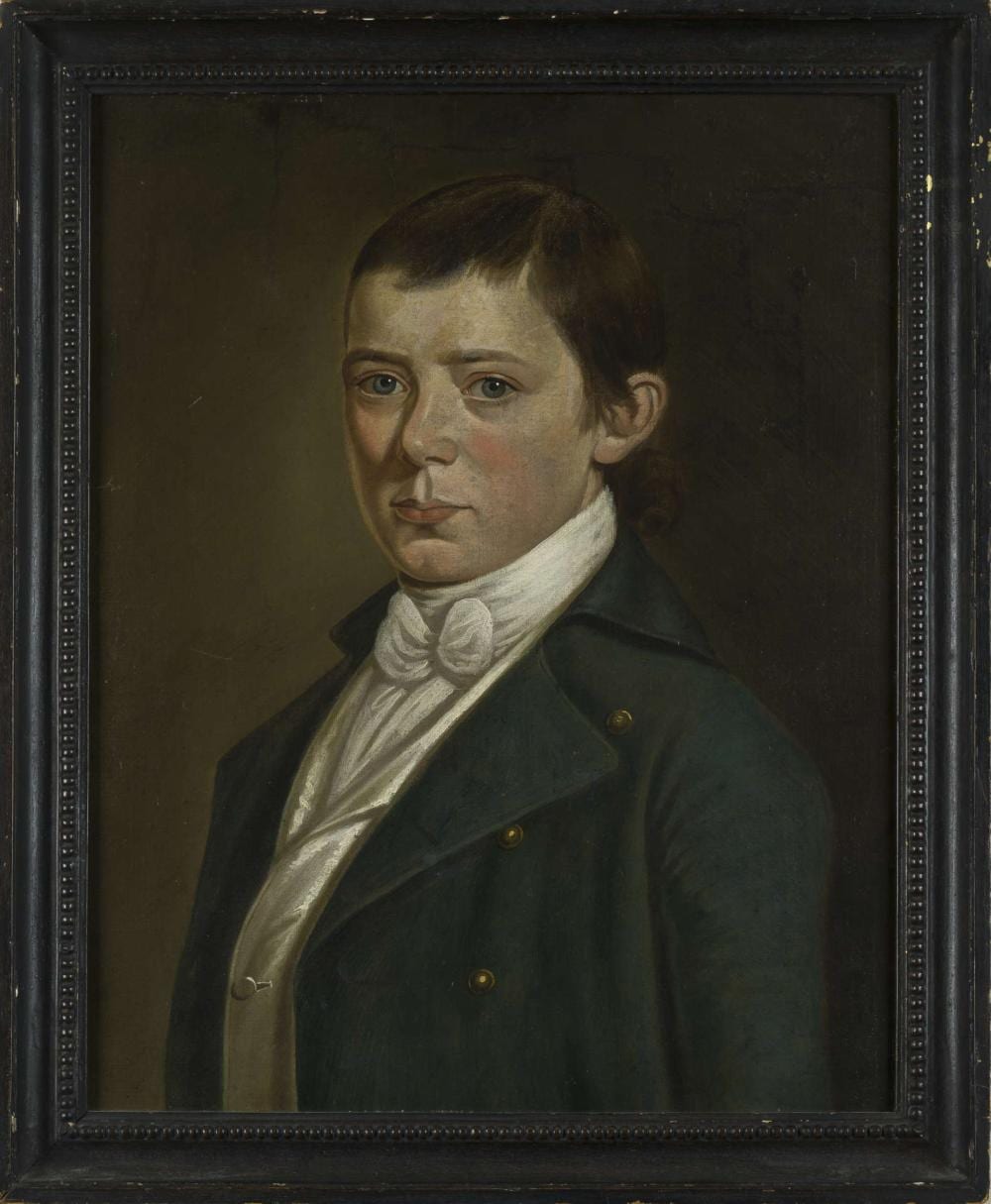 william jennys 1774 1859 portrait of a boy thomas ashley circa 1800 · Bourgeault-Horan Antiquarians · 2018-08-19 William Jennys comparable auction result: william jennys 1774 1859 portrait of a boy thomas ashley circa 1800