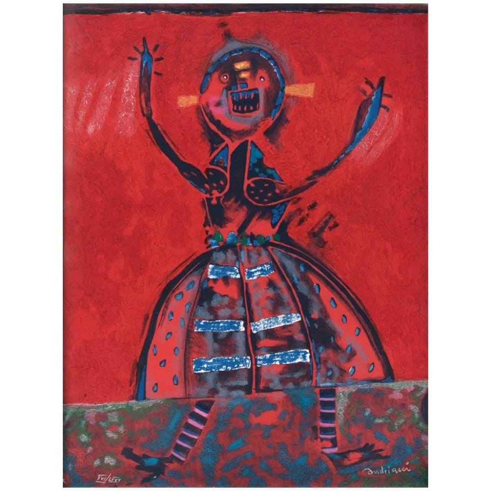 Fernando Andriacci comparable auction result: fernando andriacci mujer en grito signed lithograph xvi lxxx 82 x 62 cm 32 2 x 24 4 inches