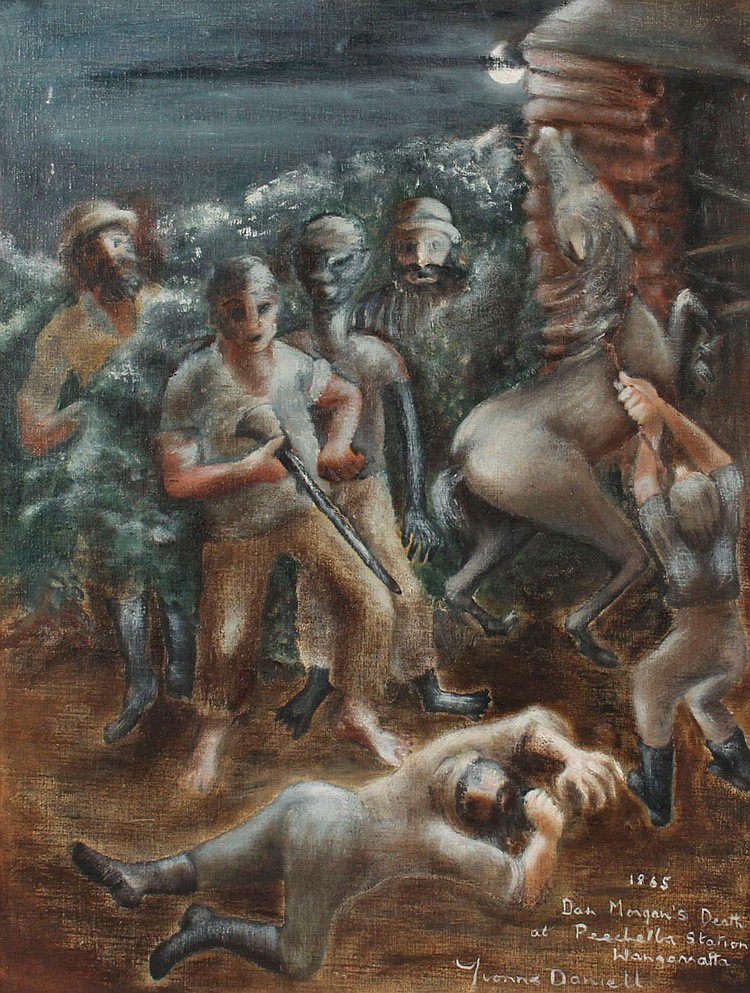 yvonne atkinson dan morgan s death oil on board · GFL Fine Art · 2018-08-19 Yvonne Atkinson comparable auction result: yvonne atkinson dan morgan s death oil on board