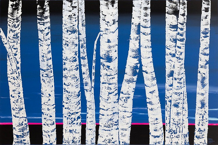 Michal Mroczka comparable auction result: michal mroczka b 1984 blue birches 2018 100 x 150 cm