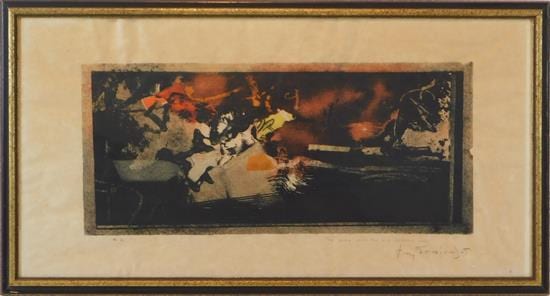 Yannis Kottis comparable auction result: yiannis jannis spyropoulos greek 1912 1990 color lithograph 2nd half 20th c abstract composition in red and black inscri