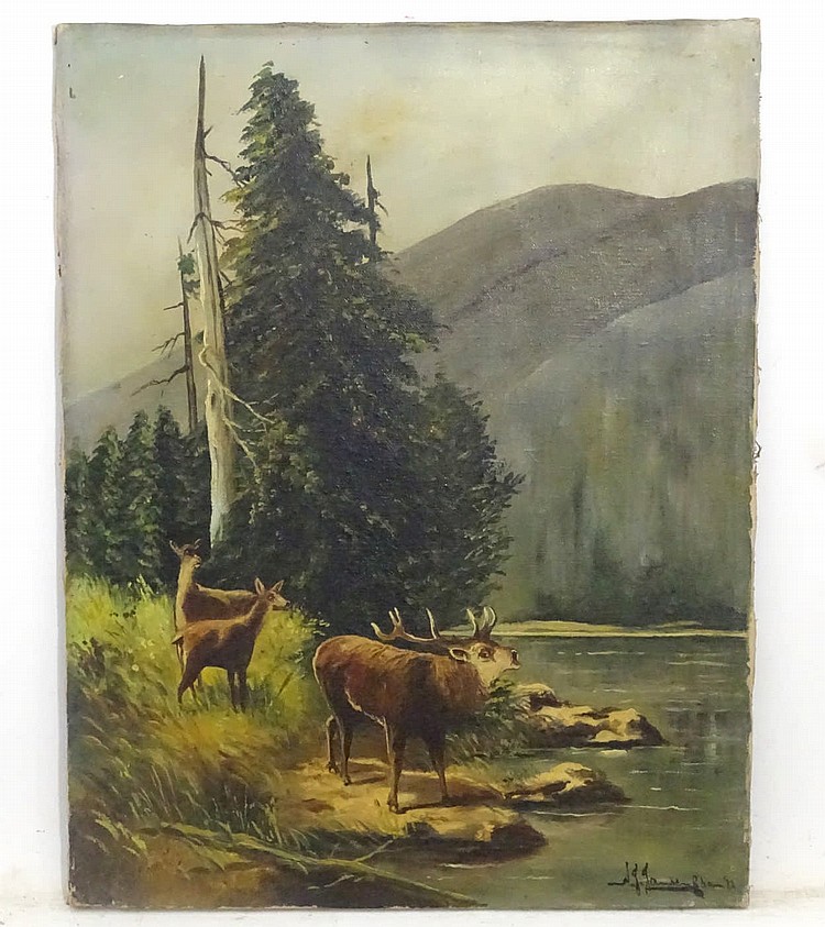 Alfred Jansen comparable auction result: alfred jansen 1859 1935 oil on canvas deer at