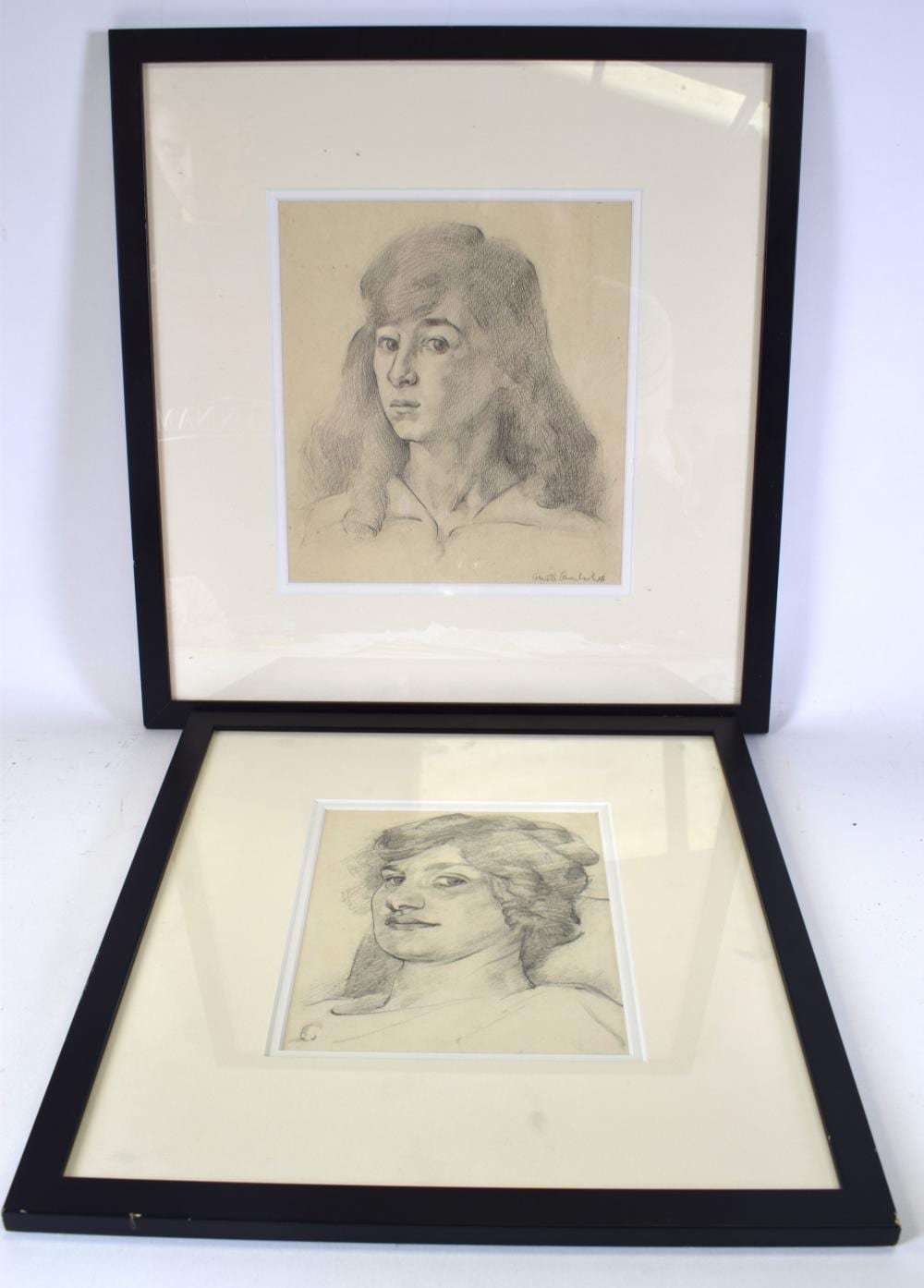 Arnold Auerbach comparable auction result: arnold auerbach b 1898 framed pair sketch female portrait together with another 24 cm x 22 cm