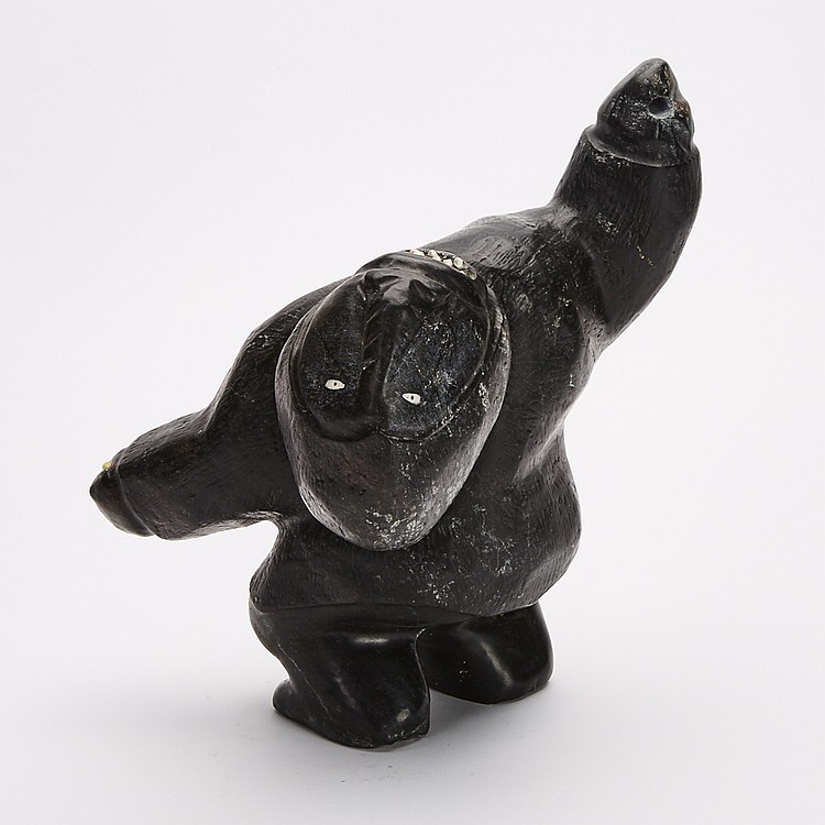 Paul Aaluk comparable auction result: paul aaluk 1950 drum dancer stone bone ivory inset 11 x 11 x 7 5 in 27 9 x 27 9 x 19 1 cm