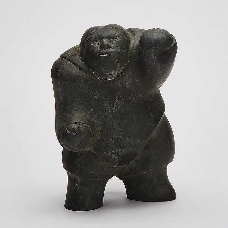 David Ikutaaq comparable auction result: david ikutaaq 1929 1984 standing woman with raised arm stone 8 5 x 5 5 x 5 5 in 21 6 x 14 x 14 cm