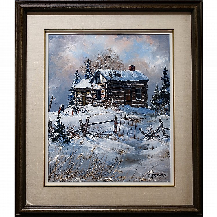 Georgia Jarvis comparable auction result: georgia jarvis canadian 1944 1990 snowed in oil on masonite signed lower right signed and titled verso inventory number k 394 24 x 20 in 61 x 50 8 cm