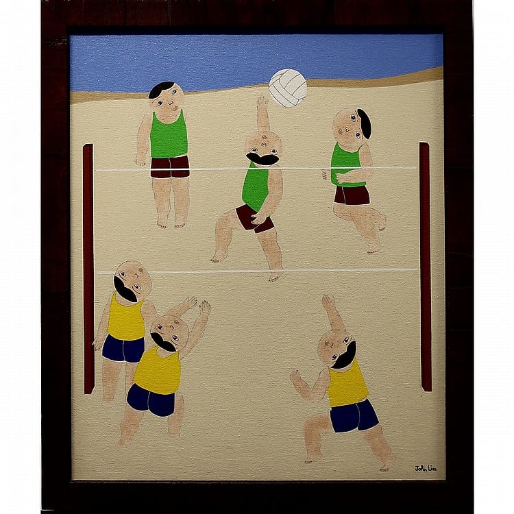 John Lim comparable auction result: john lim canadian 1932 untitled volleyball acrylic on canvas signed lower right signed and dated 1979 verso 24 x 20 in 61 x 50 8 cm