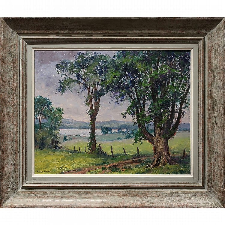 Vivian Walker comparable auction result: vivian walker canadian 1903 1972 untitled farm field and winding creek pair of oils on masonite each signed lower left each 16 x 20