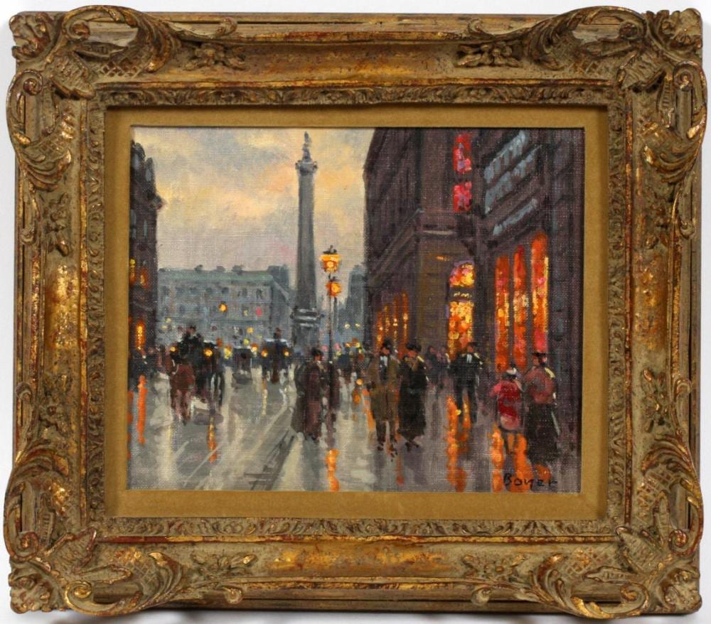JEAN BOYER OIL ON CANVAS PARIS STREET SCENE sold by DuMouchelles, lot 166 — auction record photograph