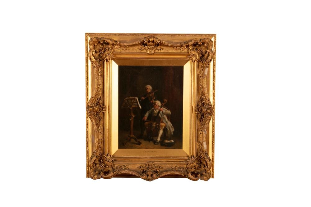 Léon Marie Constant Dansaert comparable auction result: l on marie constant dansaert 1830 1909 cello playersoil on panel 24 x 19cmsigned