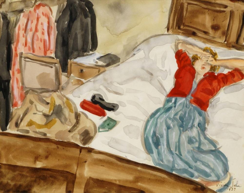 vivien john british 1915 1994 domestic interior gouache on paper signed an · Roseberys · 2018-09-26 Vivien John comparable auction result: vivien john british 1915 1994 domestic interior gouache on paper signed an