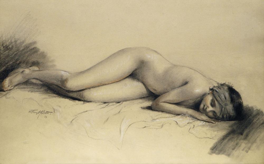 William Albert F. Ablett comparable auction result: william albert ablett british 1877 1937 reclining female nude black chalk