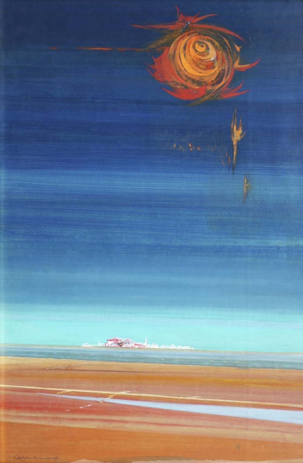 Nigel Lambourne comparable auction result: nigel lambourne british 1919 1988 horizon mixed media on board signed 8