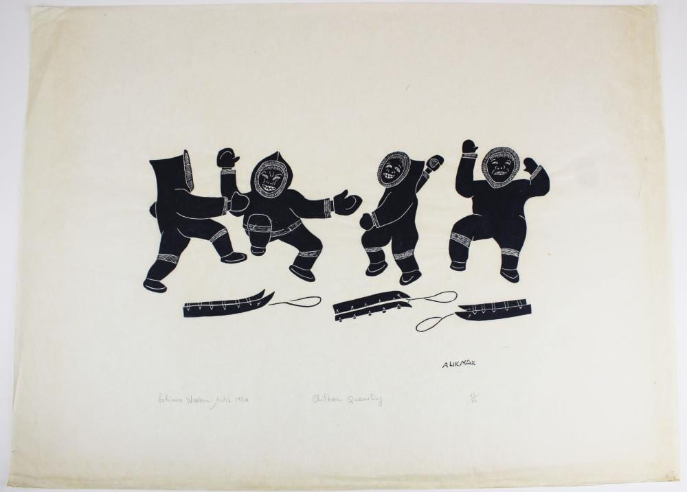 Peter Aliknak comparable auction result: 1970 peter aliknak print children quarreling
