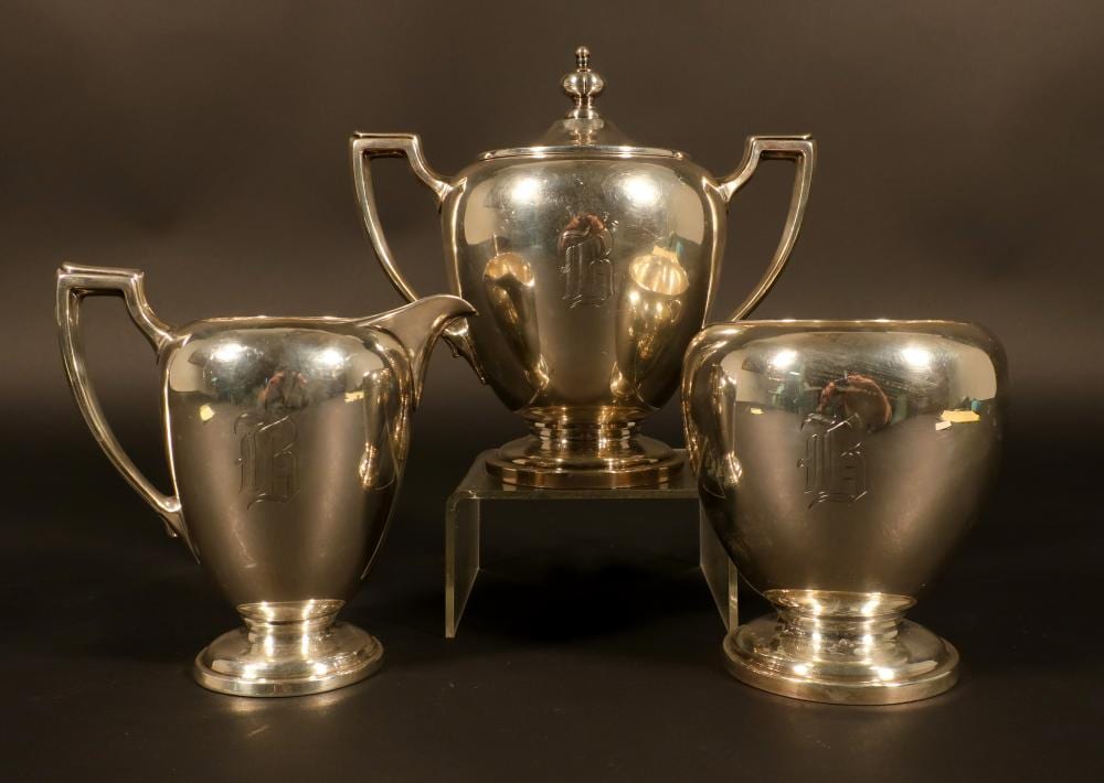 Sterling Silver Set: Pitcher, Bowl, Covered Sugar sold by Litchfield Auctions, lot 442 — auction record photograph