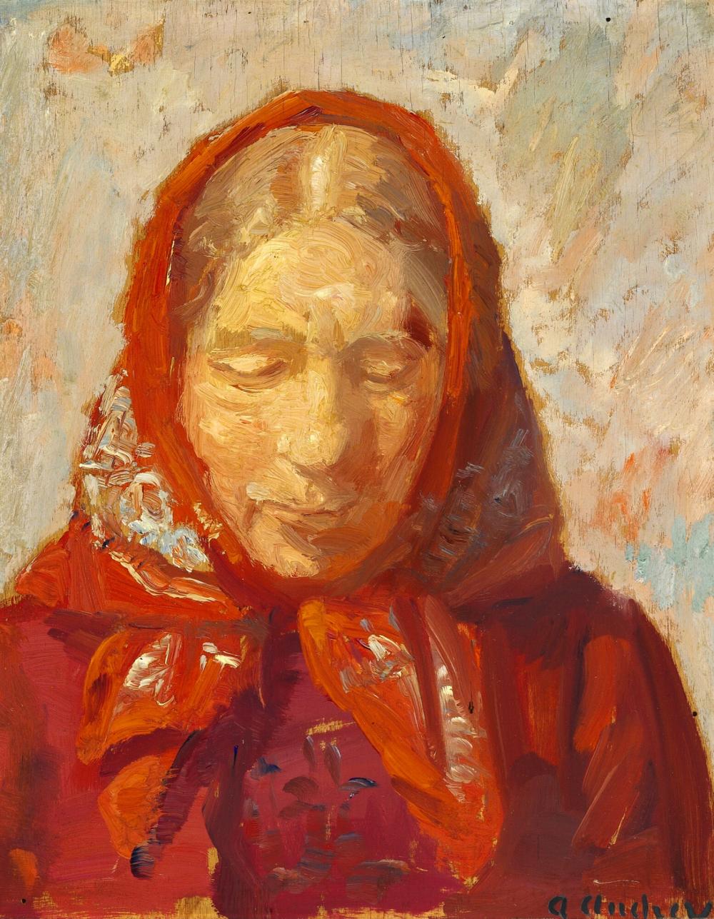 anna ancher a woman from skagen with a floral red scarf and a red dress signed a ancher oil on panel 31 x 25 cm · Bruun Rasmussen Auctioneers · 2018-09-18 Anna Ancher comparable auction result: anna ancher a woman from skagen with a floral red scarf and a red dress signed a ancher oil on panel 31 x 25 cm