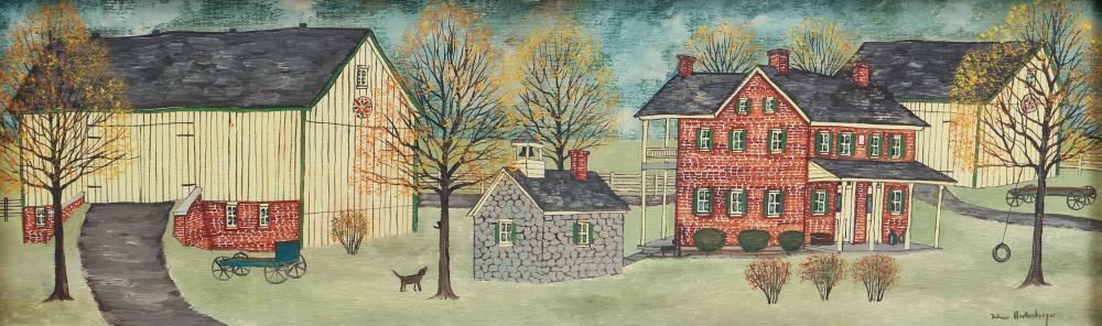 Dolores Hackenberger (Amish Grandma Moses) painting Amish Farmstead sold by Concept Art Gallery, lot 173 — auction record photograph
