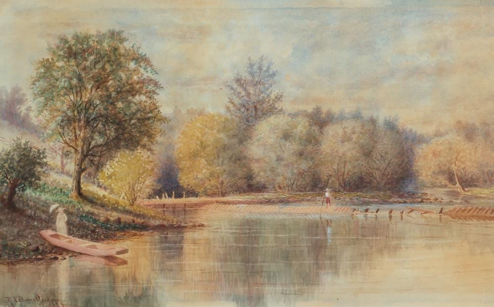 Richard Goodwin comparable auction result: richard goodwin 1884 watercolor the idyllic lake