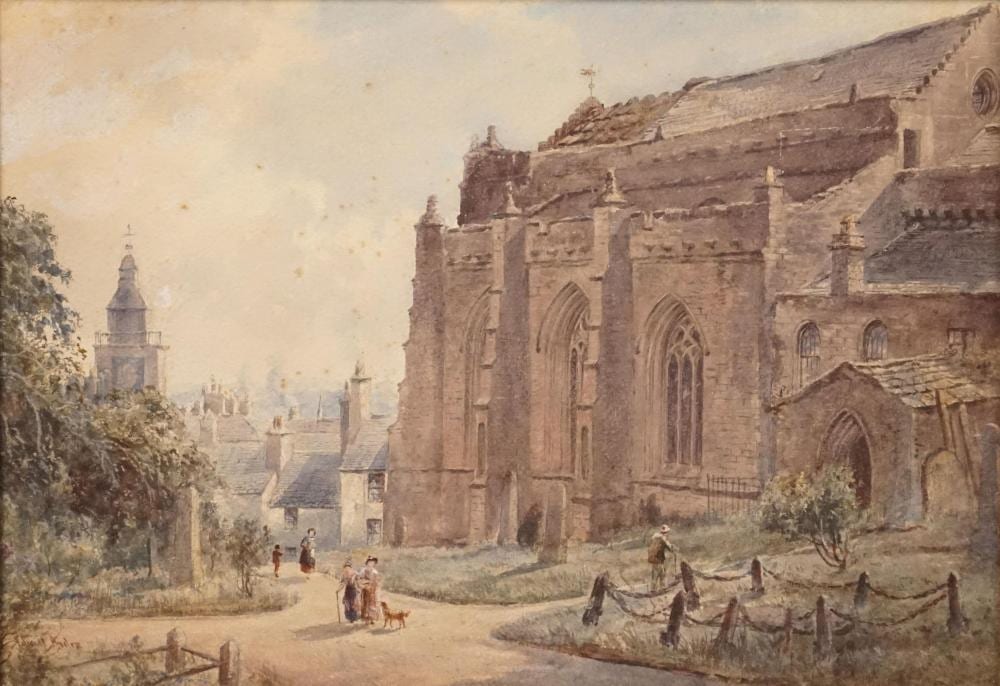 Edward Arden comparable auction result: edward arden 1830 1909 rydal parish church ambleside lake district built by lady de feming 1824 33 x 48cm