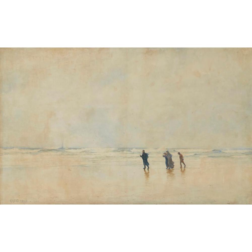 Ernest Dade comparable auction result: ernest dade british 1868 1936 windy walk on the beach 74 5cm x 119 5cm 29 25in x 47in