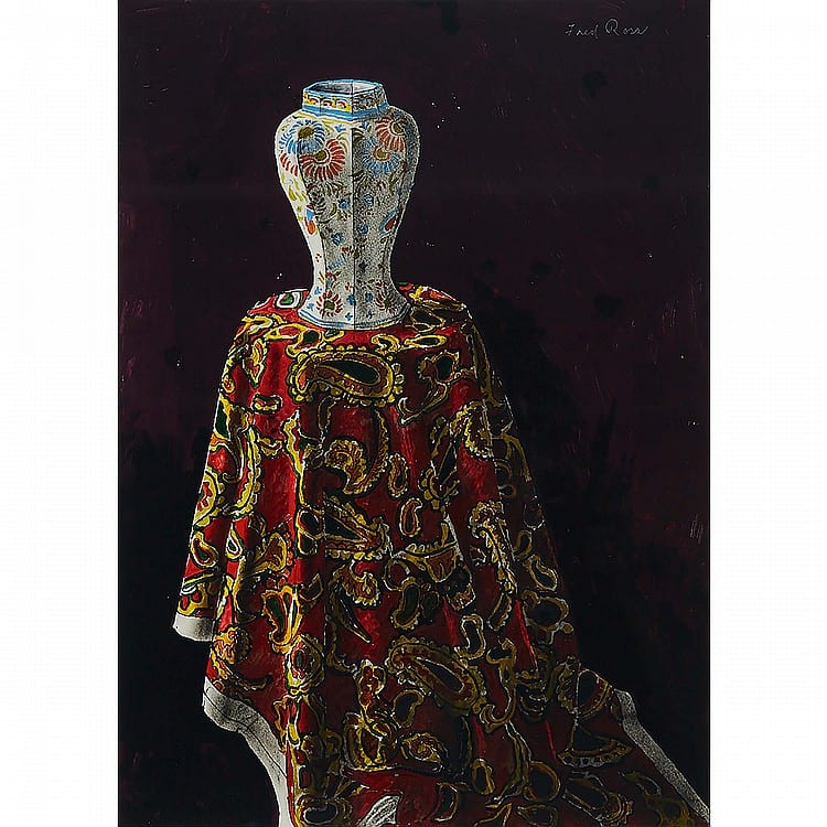 Frederick Joseph Ross comparable auction result: frederick joseph ross r c a still life of kathy s vase acrylic and chalk 24 ins x 17 5 ins 61 cms x 44 5 cms
