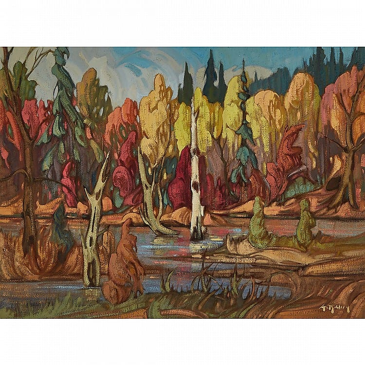 Gaston Rebry comparable auction result: gaston rebry au bord du marequage oil on canvas 18 ins x 24 ins 45 7 cms x 61 cms