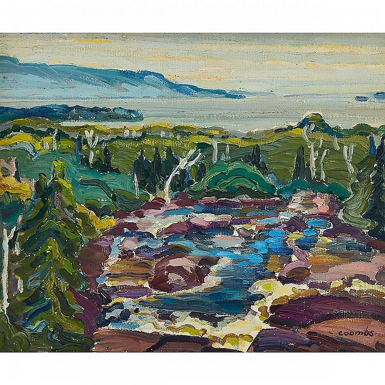 Edith Grace Coombs comparable auction result: edith grace coombs mackenzie river sleeping giant 10 x 12 in 25 4 x 30 5 cm