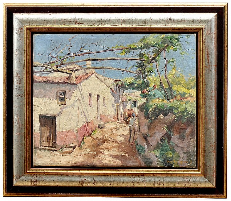 Carlos (1912) Ramos comparable auction result: stretch of a village with male figure