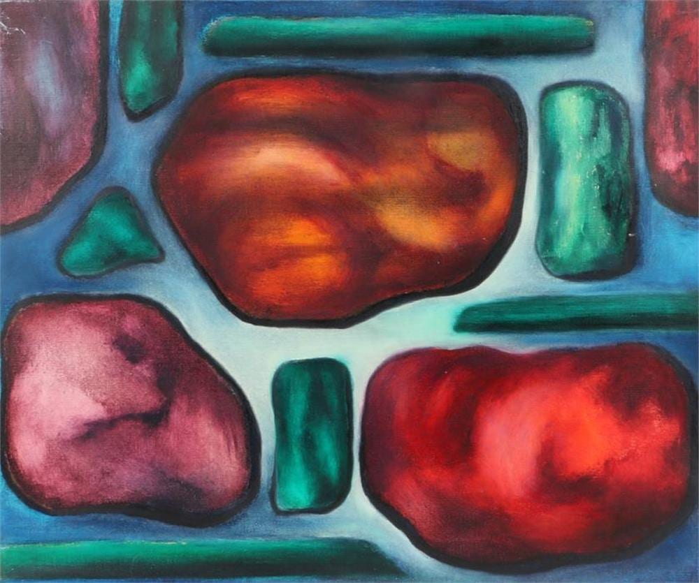Moira Doggett comparable auction result: moira doggett b1927 abstract study in blues gr