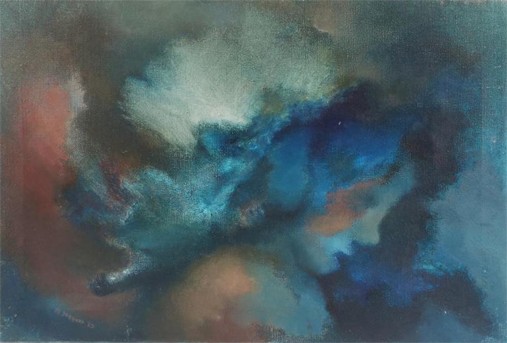 Moira Doggett comparable auction result: moira doggett b1927 facial study in blues and g