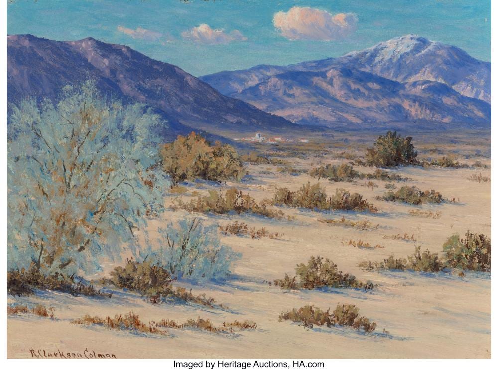 Roi Clarkson Colman comparable auction result: roi clarkson colman american 1884 1945 the desert village palm springs oil o