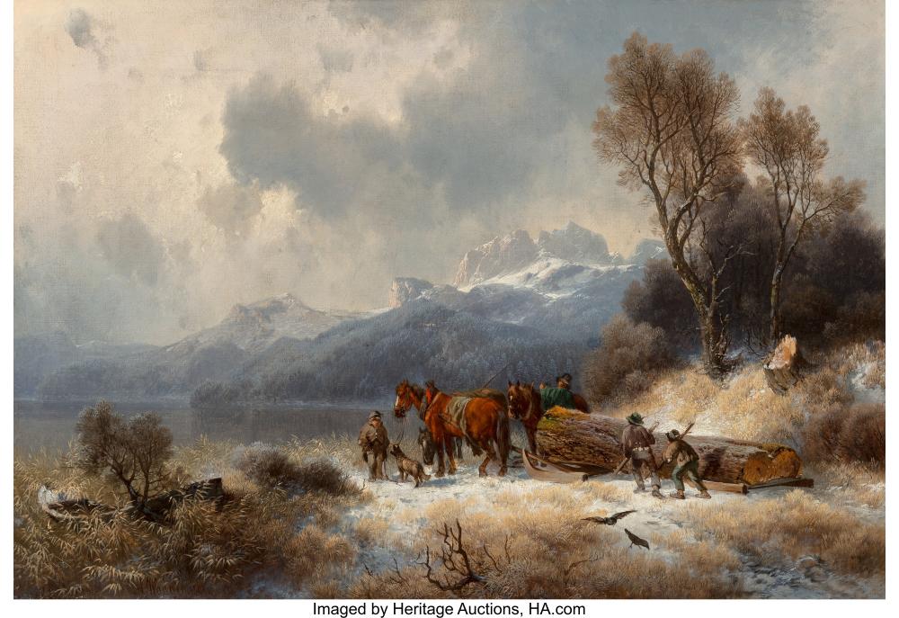 Adalbert Waagen comparable auction result: adalbert waagen german 1833 1898 logging in the alps 1867 oil on canvas 20 1