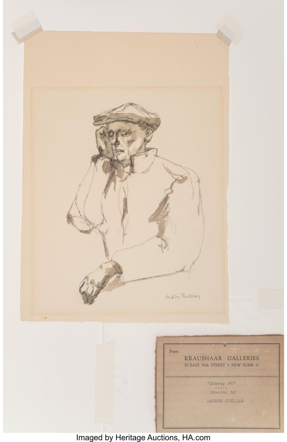 Andrée Ruellan comparable auction result: andr e ruellan american 1905 2006 subway 2 charcoal and watercolor on paper