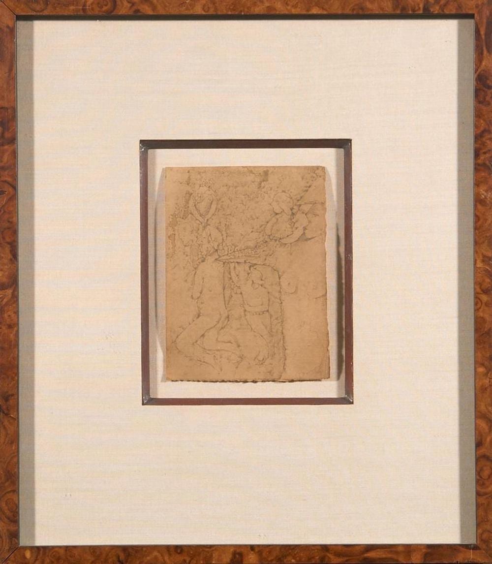 Robert LaVigne comparable auction result: robert lavigne 1976 oil pencil antique italian paper