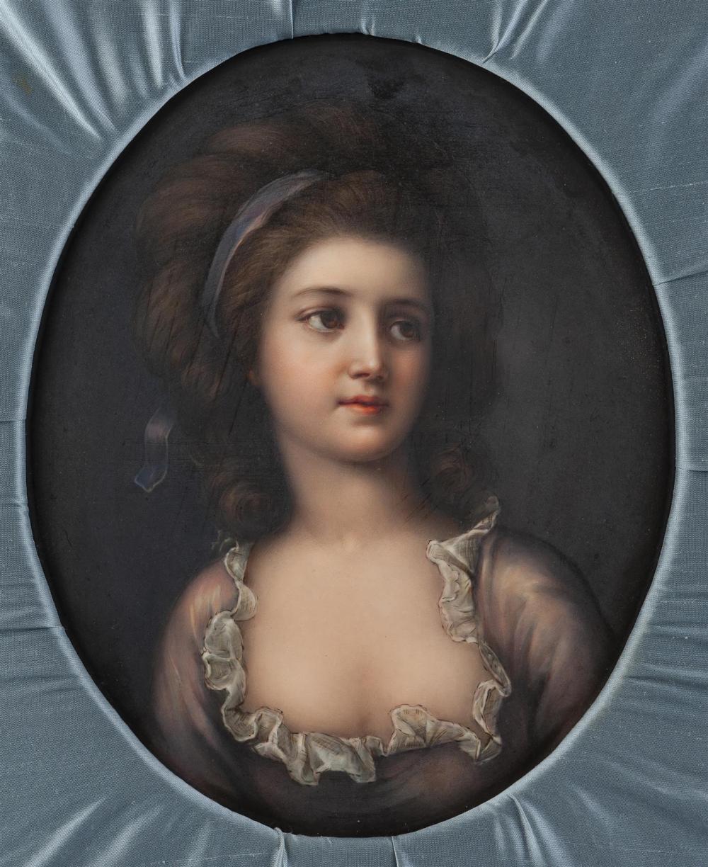 Elisabeth-Louise Vigee le Brun comparable auction result: a framed kpm countess sophie potocka oval plaque