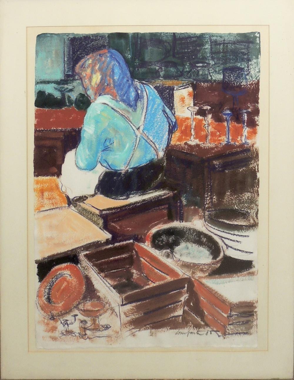 Ramon Lombarte comparable auction result: ramon lombarte 1956 drapaire mixed technique on paper 68x48