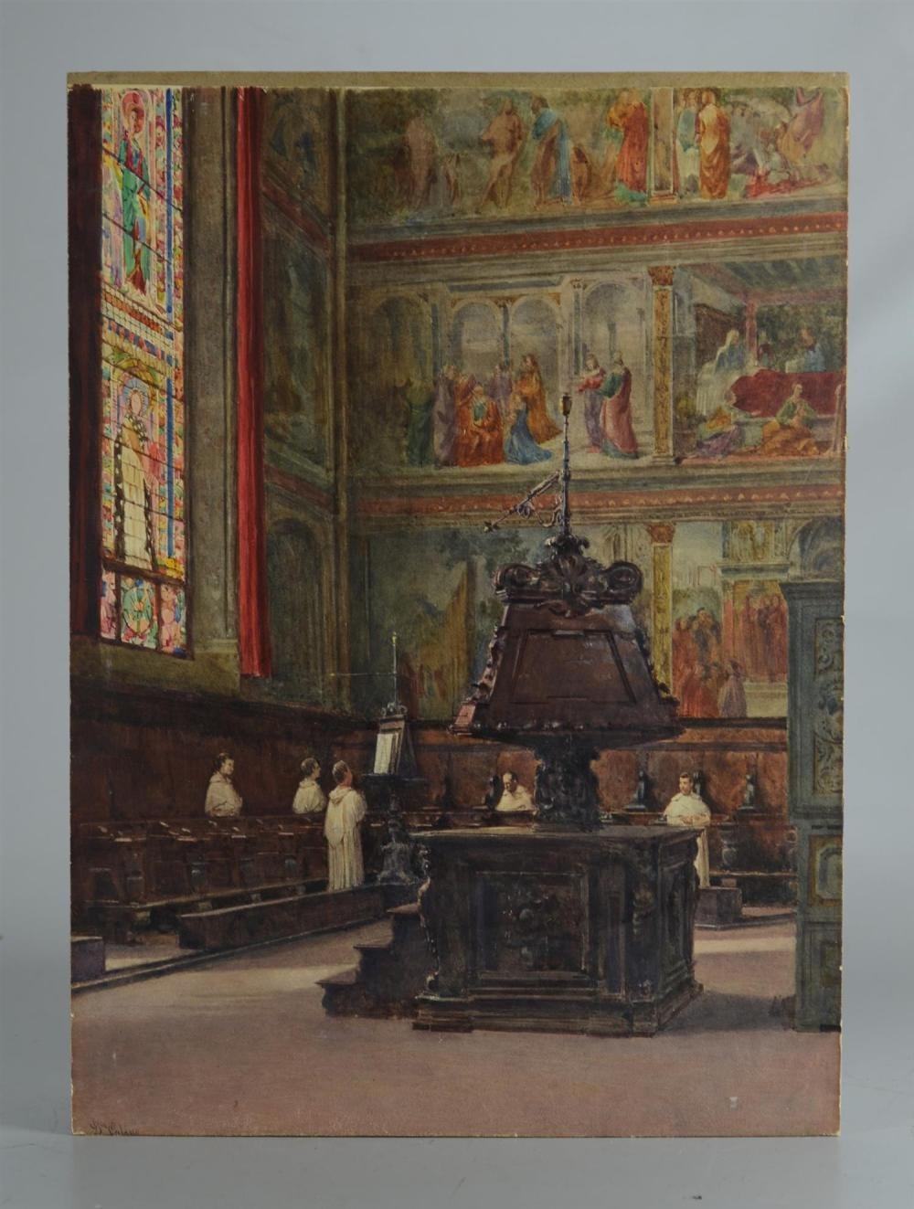 domenico caligo 19th c italian watercolor of a cathedral interior watercolor on paper mounted on board 21 1 2 x 16 sheet sign · William Bunch Auctions & Appraisals · 2018-09-25 Domenico Caligo comparable auction result: domenico caligo 19th c italian watercolor of a cathedral interior watercolor on paper mounted on board 21 1 2 x 16 sheet sign
