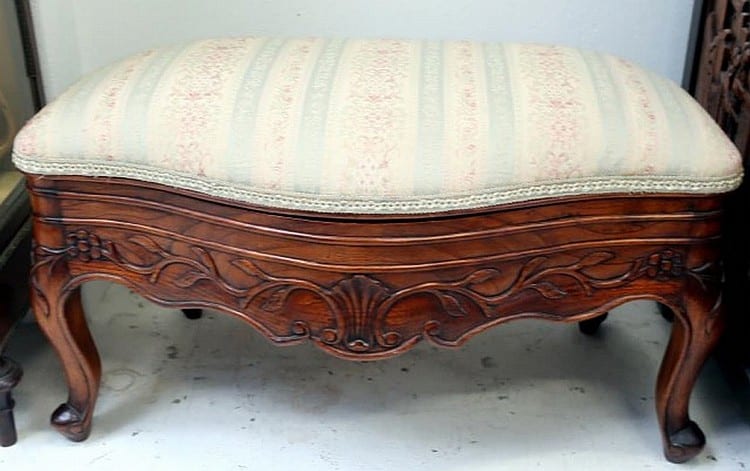 Antoinette comparable auction result: 19thc carved walnut ottoman stool